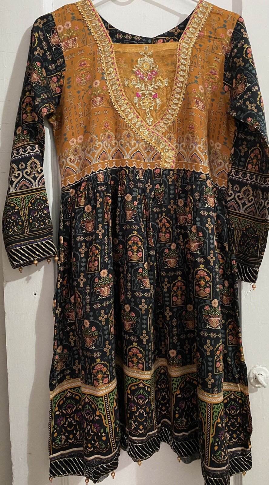 1 Pc Black Cotton Frock Style Stitched Shirt Kameez Small