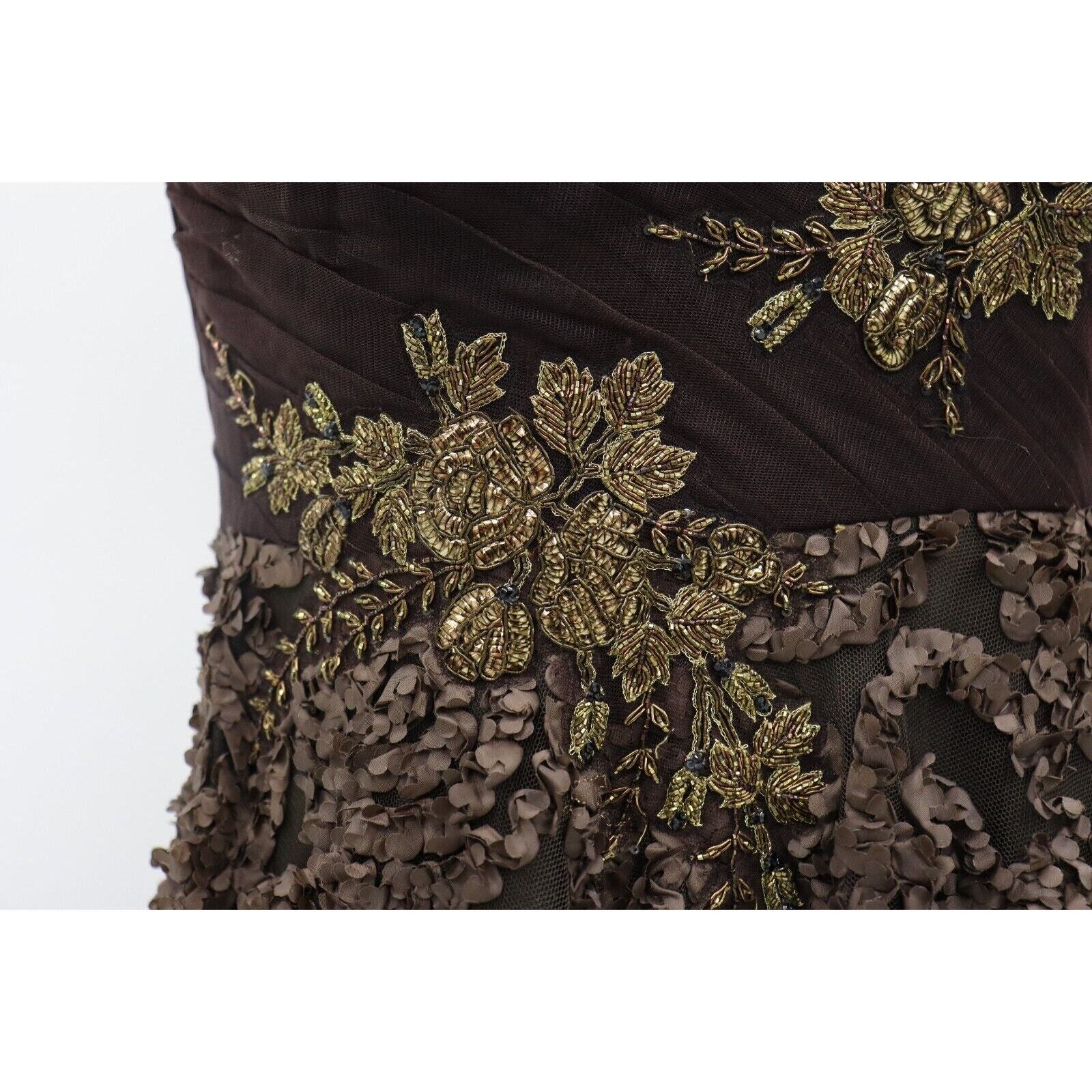 Karishma Indian Gown Size Medium Brown with Gold Floral Beading