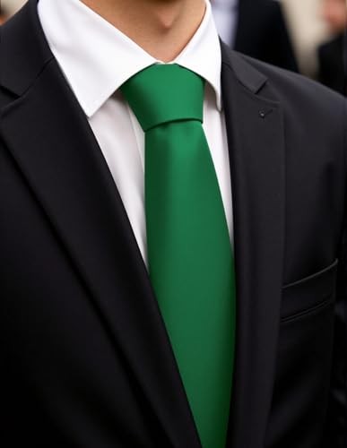 Men Neckties,Solid Color Neckties Texture for Gift Men One Size Green7631