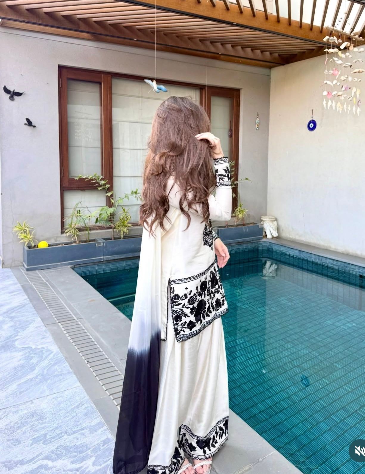 Designer crep Top Farshi Palazzo Dupatta Party Wear Women Farshi shalwar suit