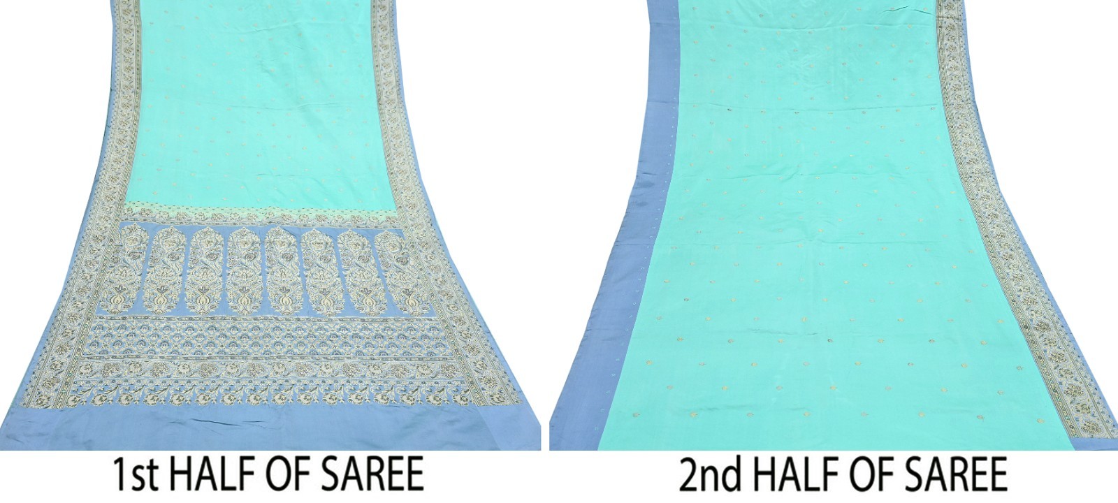 Indian Vintage Sari Heavy Pure Silk Woven Banarasi Brocade Saree Fabric 5Yd