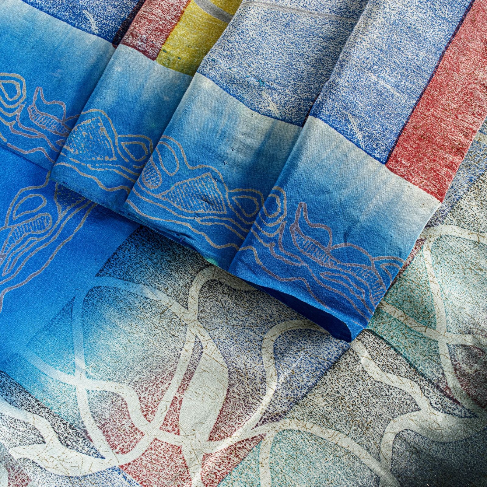 Sanskriti Vintage Blue Soft Sari 100% Pure Crepe Silk Abstract Print Saree 5.5Yd