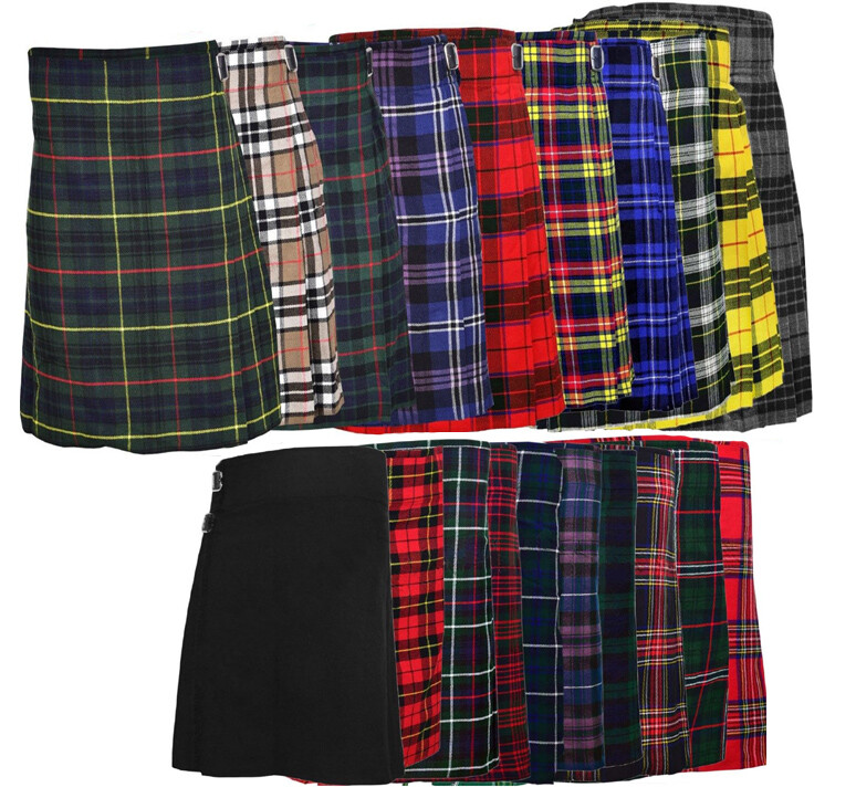 Highland kilt made of 6 yard 13 oz acrylic wool box plated available clan tartan