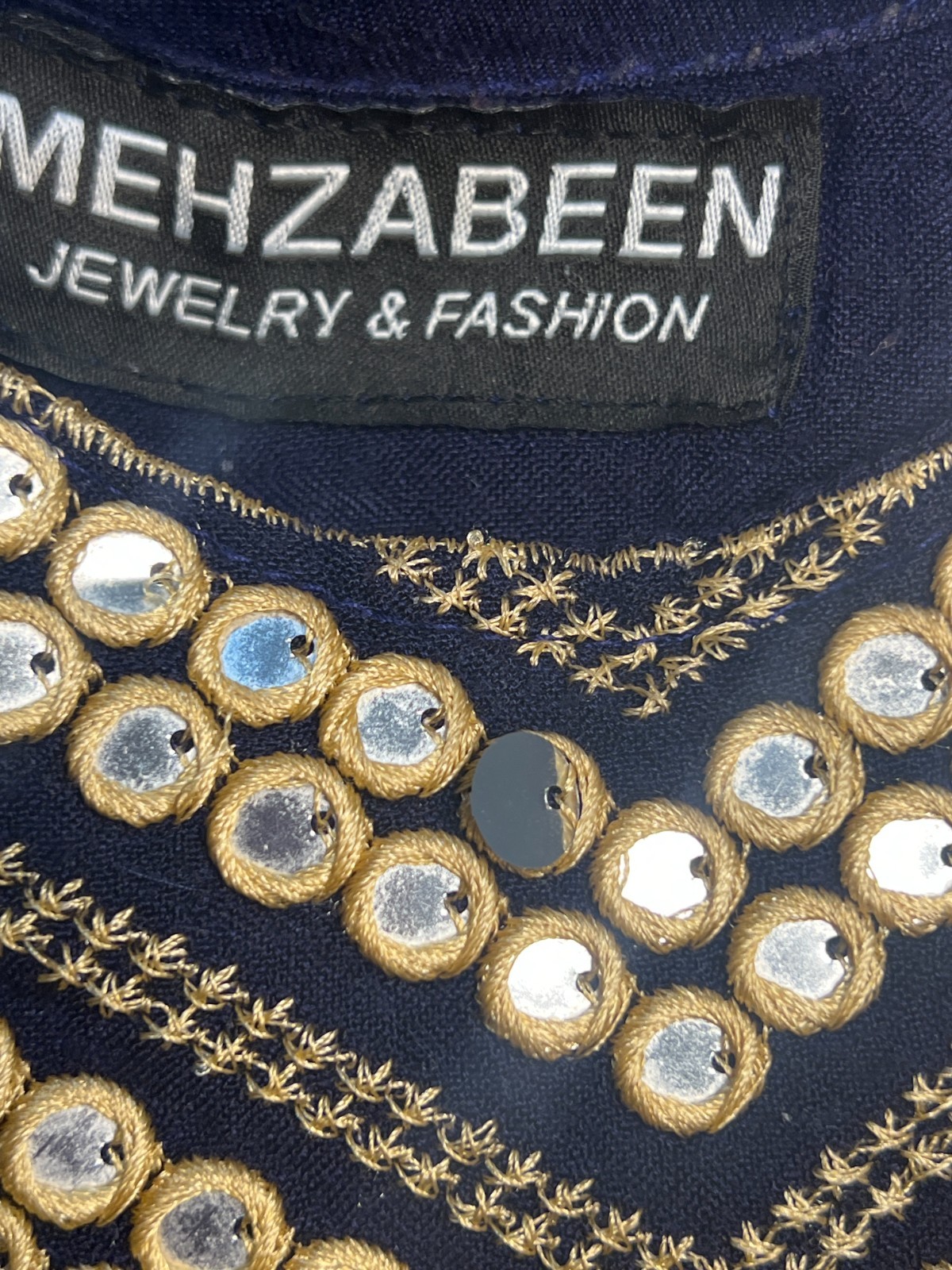 Mehzabeen Navy Blue Kurta Tunic with Gold Sequin Embroidery – Pre-Owned