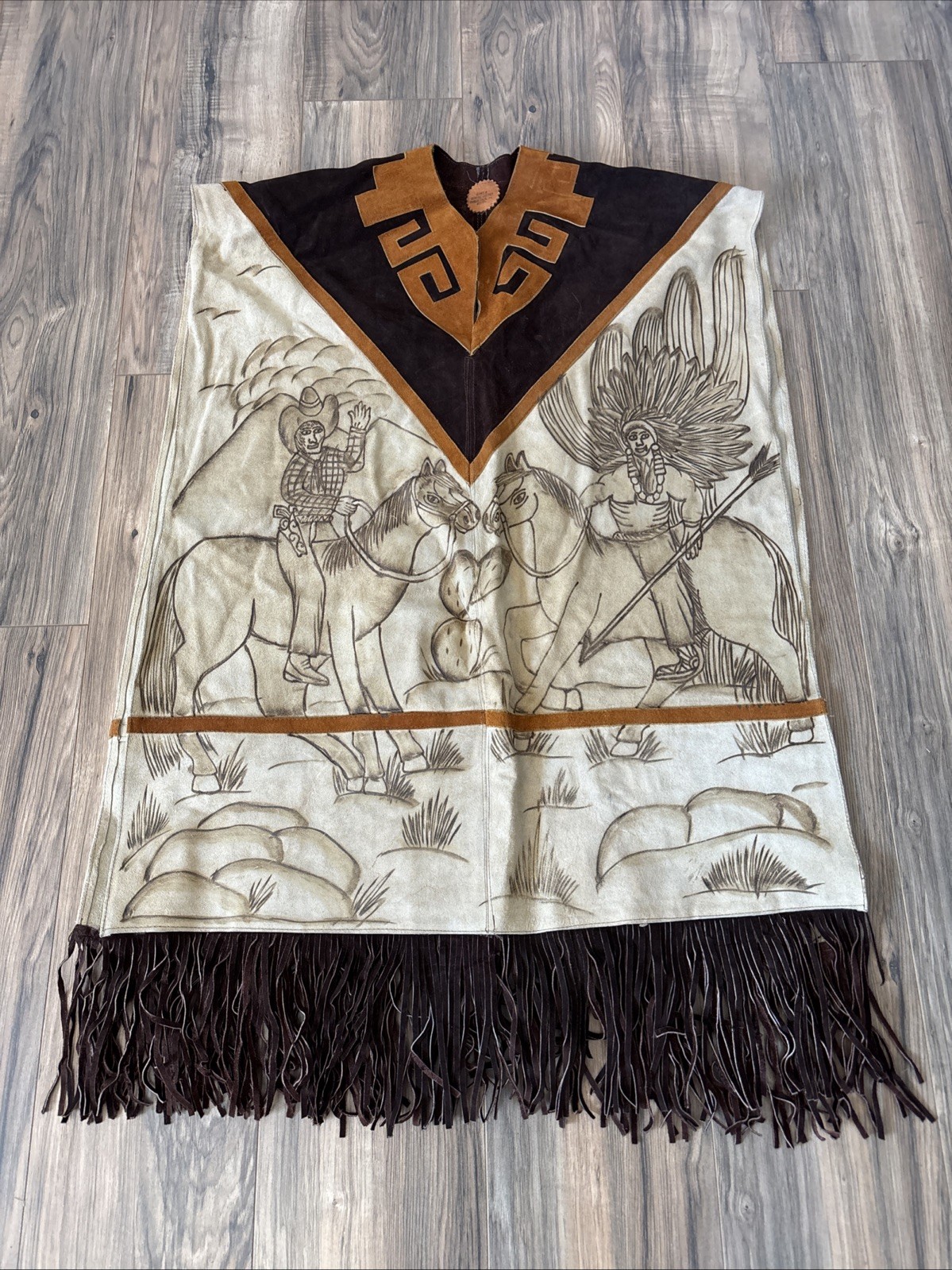 Authentic Leather Handmade Poncho Horses Artisan Fringe Gomez Made In Mexico