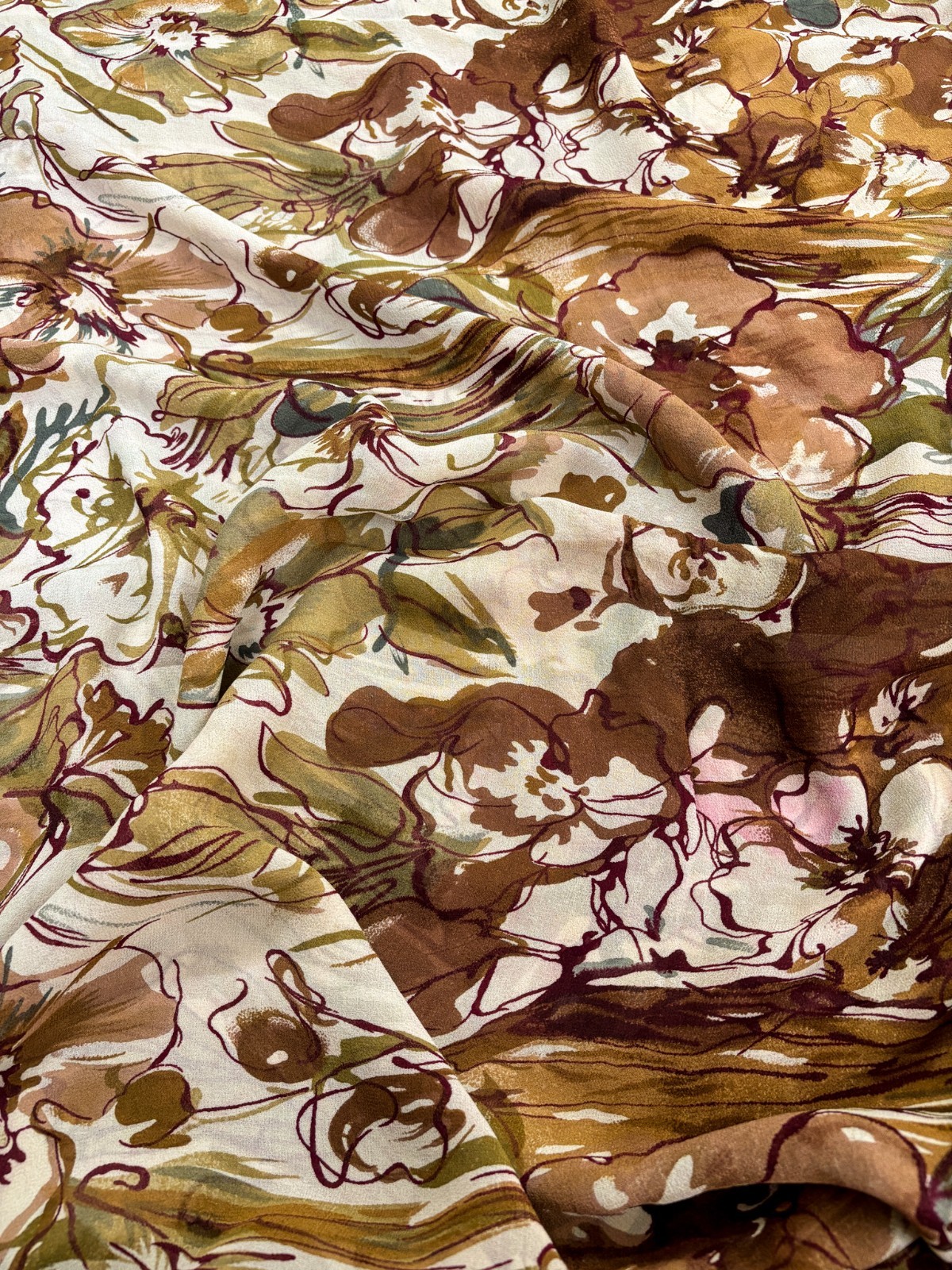 Vintage Chiffon Silk Saree, Lightweight Fabric for DIY & Sewing CS1207