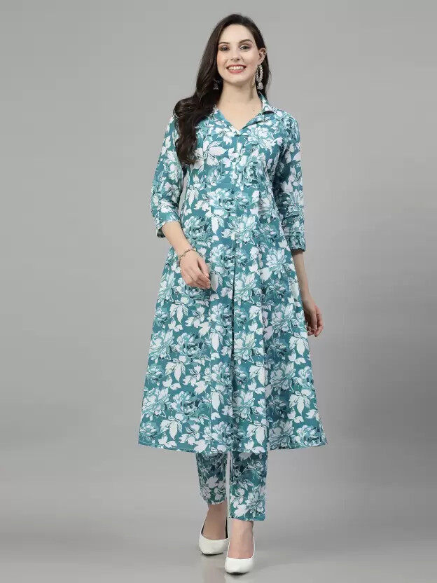 Indian Women Party Wear Rayon Kurta Pant Set Bollywood Top Tunic Kurti Cord Set