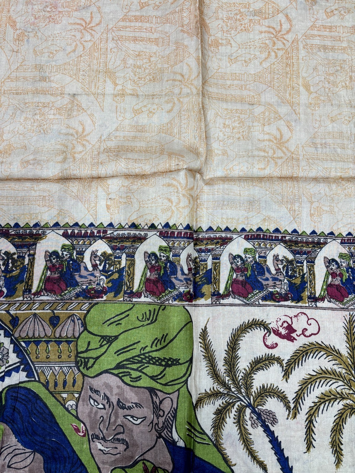 Vintage Tussar Silk Saree, Upcycled Printed Tussah Silk DIY Craft Fabric TS1018
