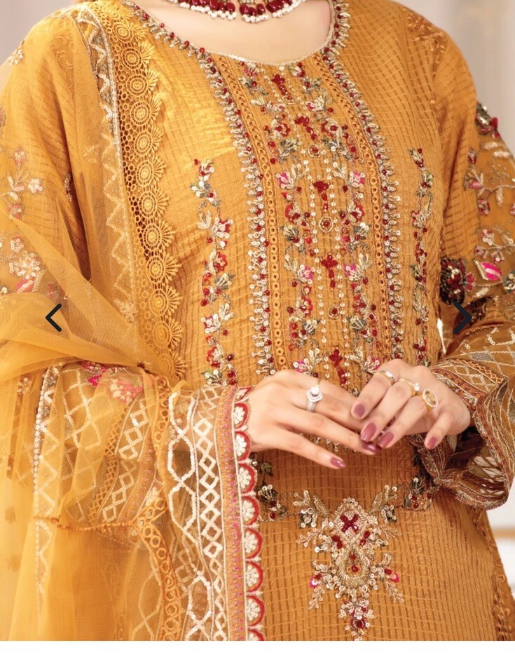 ⭐️ZARQUN BRAND PREMIUM⭐️ – PRETTIEST FORMAL CRUNDI/KHAADI NET 3 PC Suit – $95