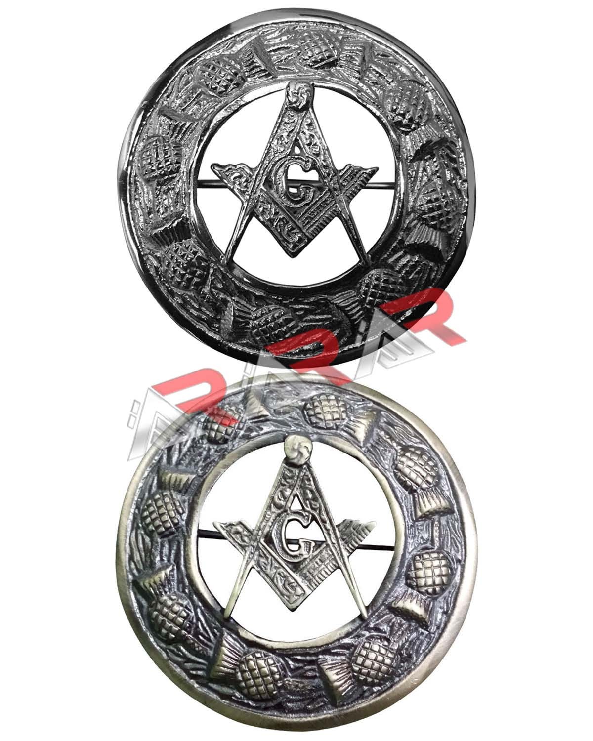 Fly Plaid Brooch Thistle Masonic Design High Quality Antique/ Chrome Finish