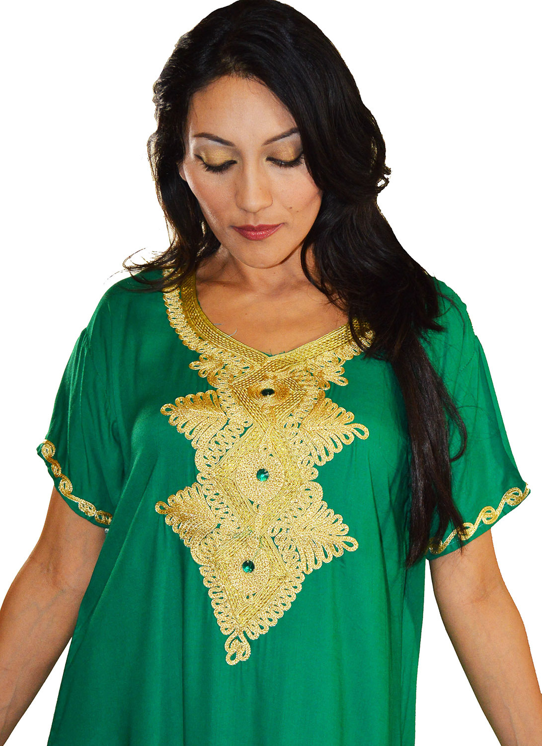 Moroccan Caftan Kaftan Dress Abaya African Womens Casual Gown Handmade Green