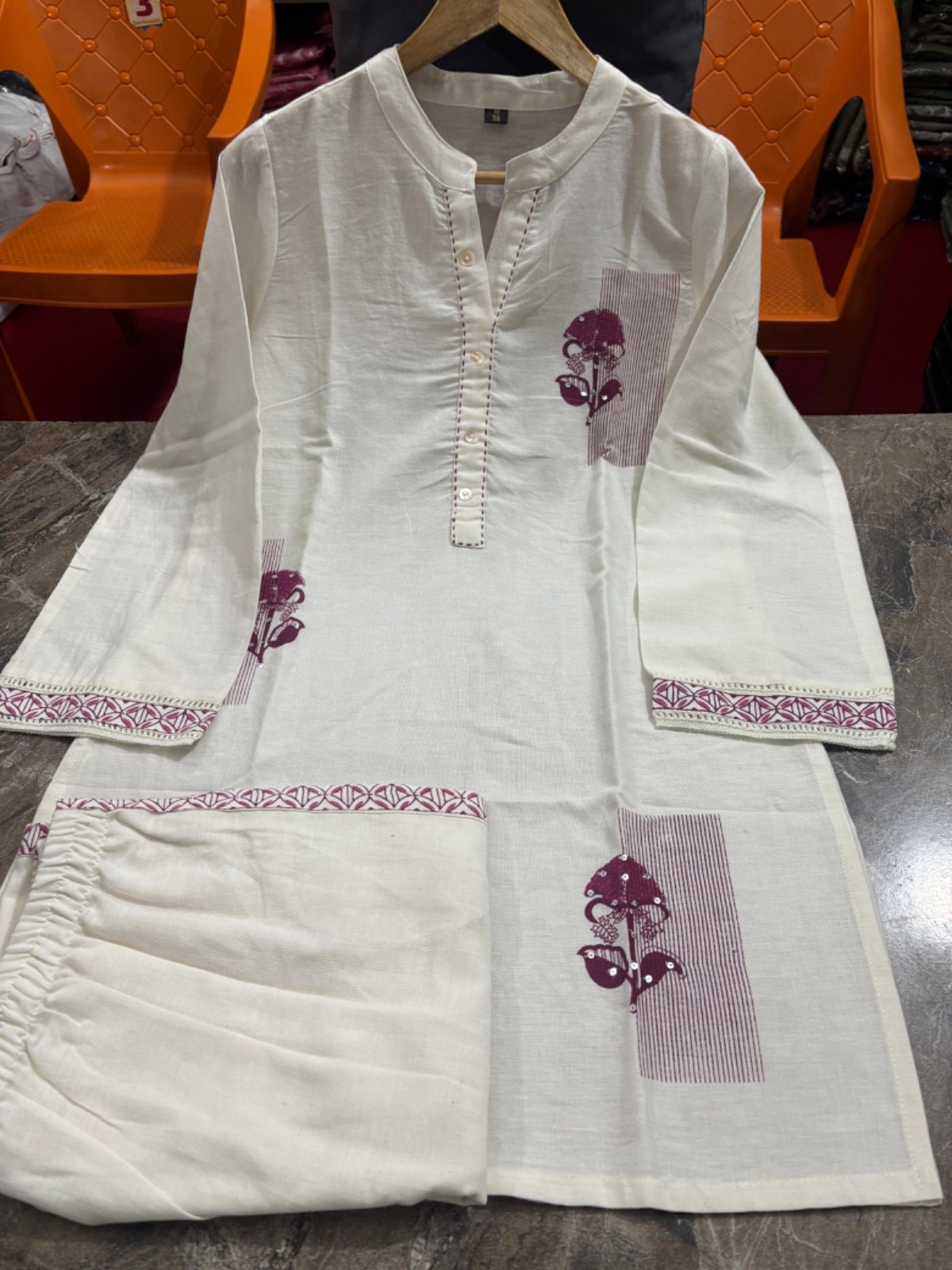Women’s Kurta Pant Set | 2-Piece Embroidered Cotton Suit Casual Ethnic Wear