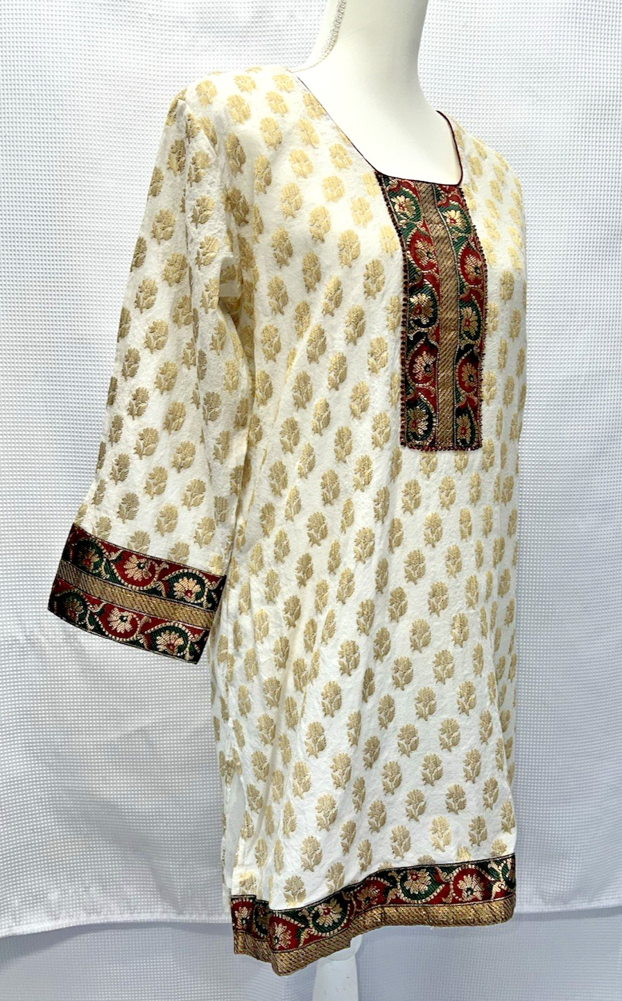 Soch 3/4 Sleeve Indian Kurta Tunic Size XL White Gold q52