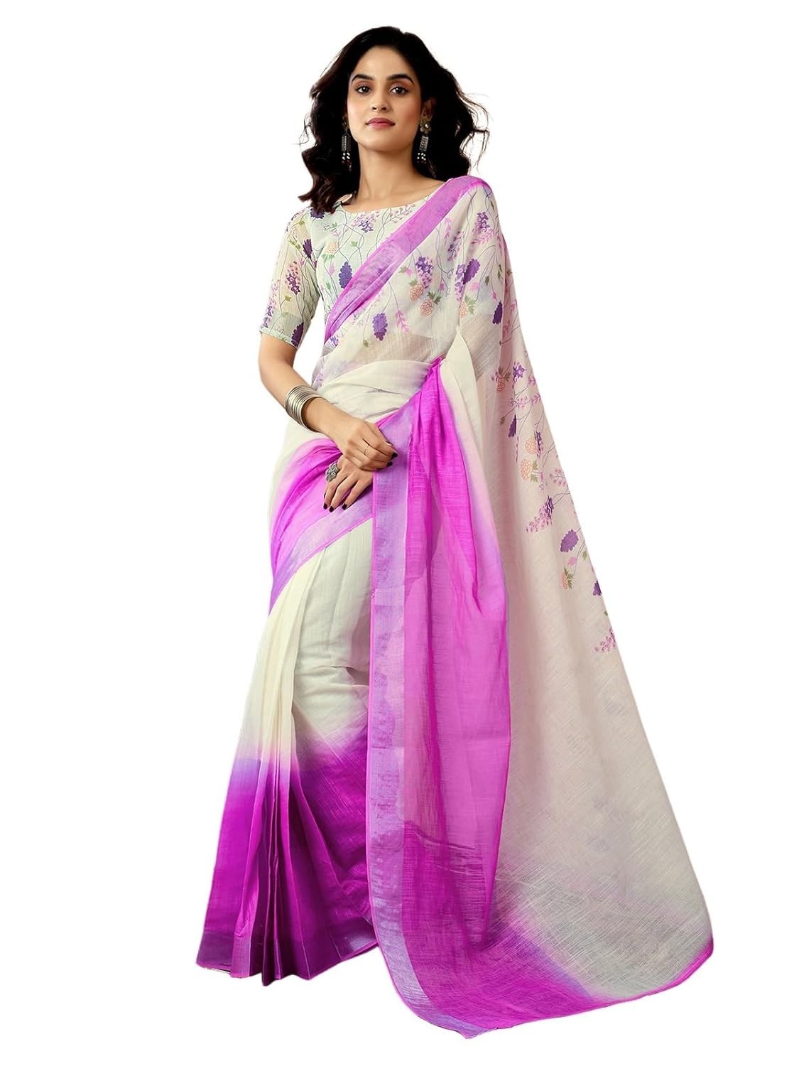 Women’s Chanderi Cotton Printed Ready To Wear One Minute Pre Stitched Saree