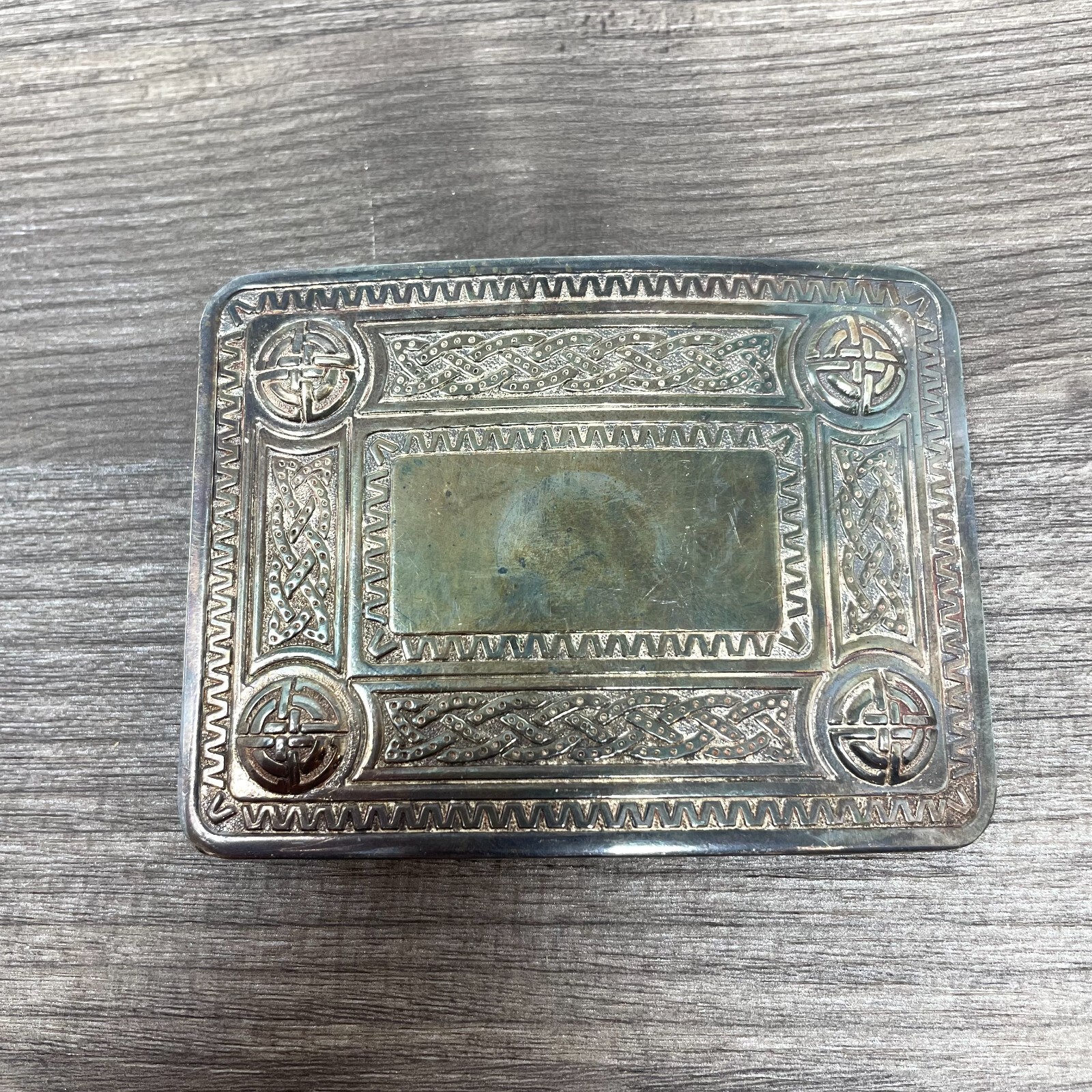 Vintage Kilt Buckle Celtic Knot Braid Scottish Irish Clan Silver Great Britain *