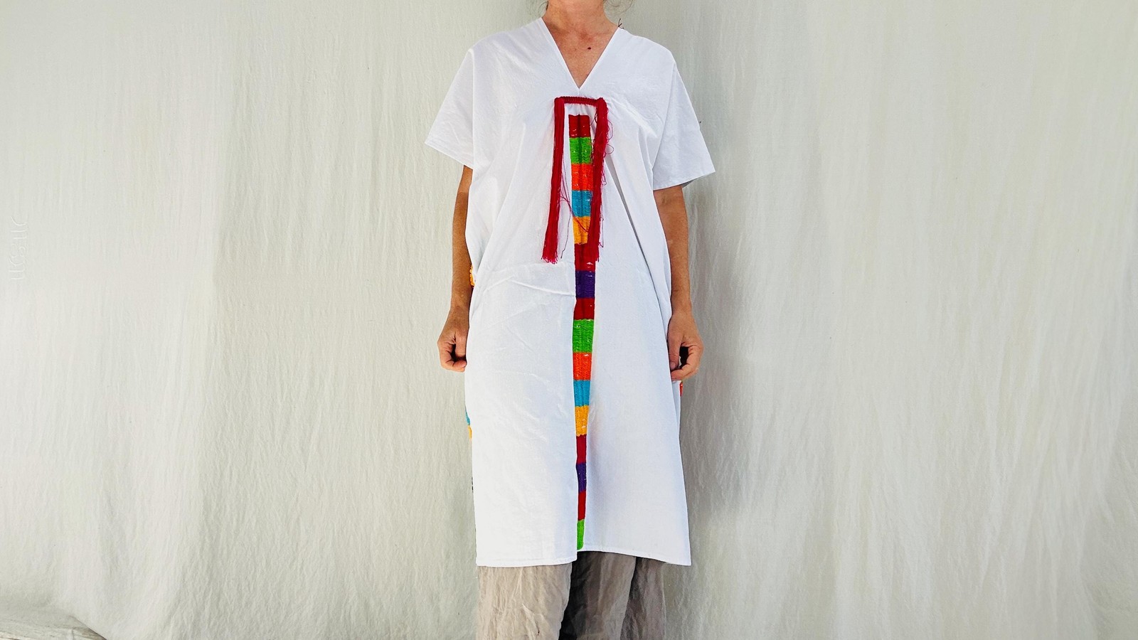 Rainbow Yalalag Huipil from Oaxaca. Handmade Tunic. Mexico.