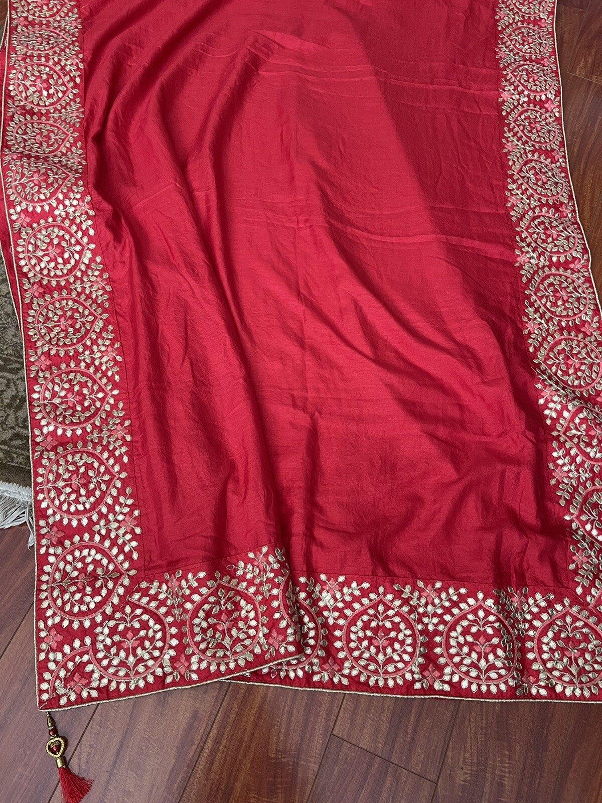 New Silk Gota Patti Border Saree Blouse Party Wedding Not Benarasi Pattu