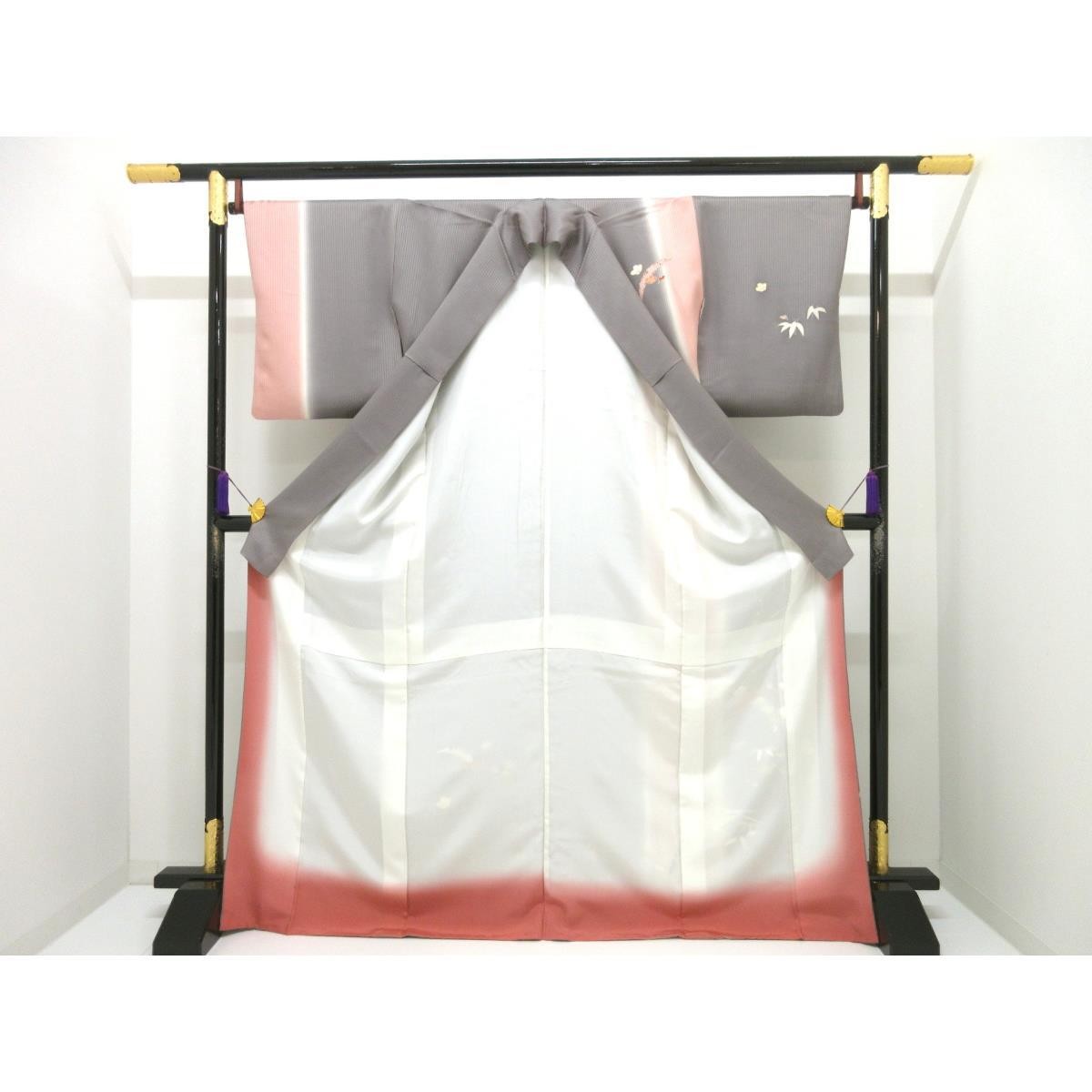 Authentic Japanese Kimono, Yuzen dyeing with gold leaf and gradation dyeing….