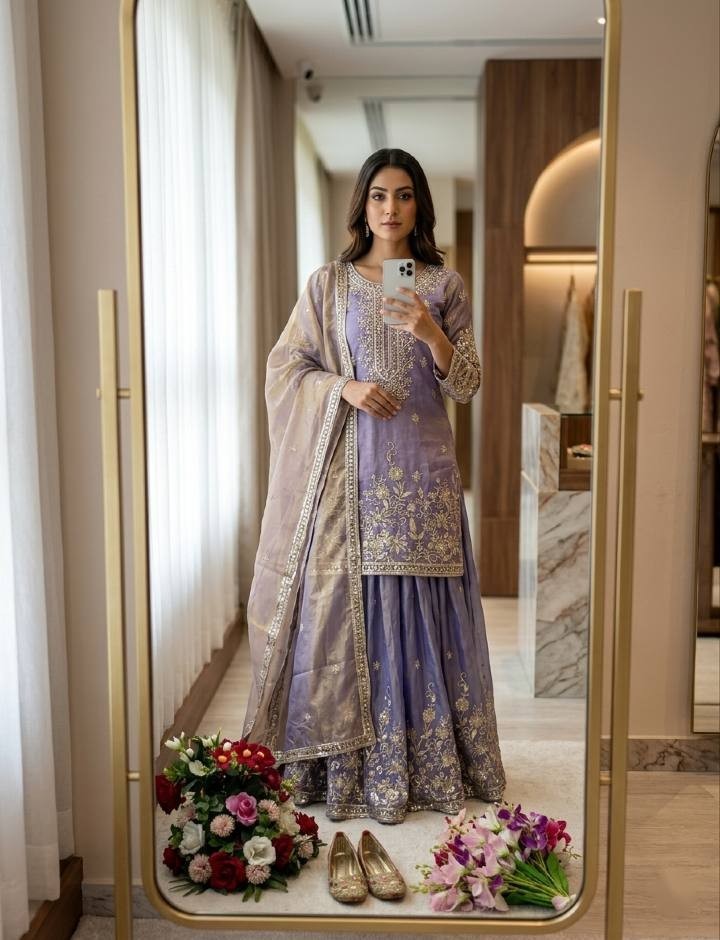 INDIAN SALWAR KAMEEZ PAKISTANI WEDDING PARTY DRESS WEAR BOLLYWOOD SUIT SHARARA