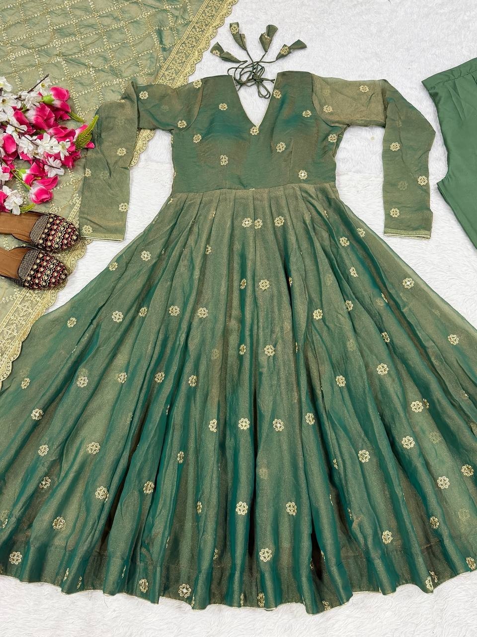 Wedding Wear Heavy Moss Silk Salwar Kameez With Dupatta For Women & Girls