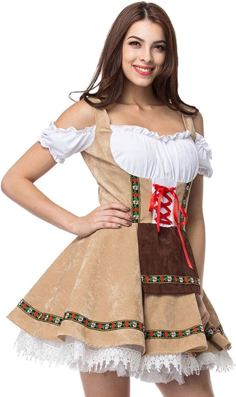 Women’s Oktoberfest Costume Velvet German Bavarian Dress Halloween Carnival LARG
