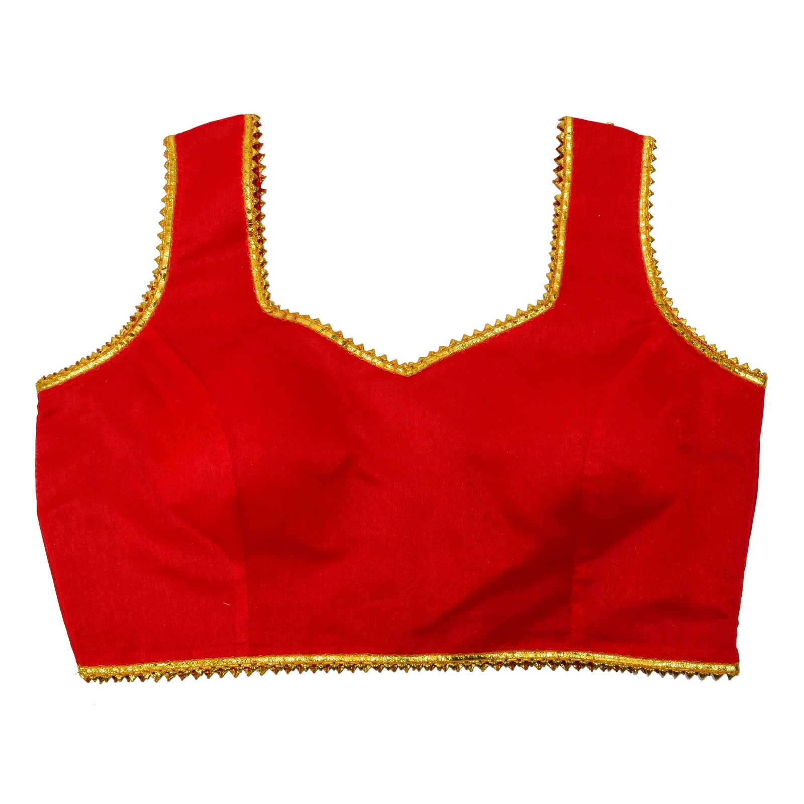 Women’s Sticthed Crop Top Choli Dupion Silk Golden Zari Border Readymade Blouse