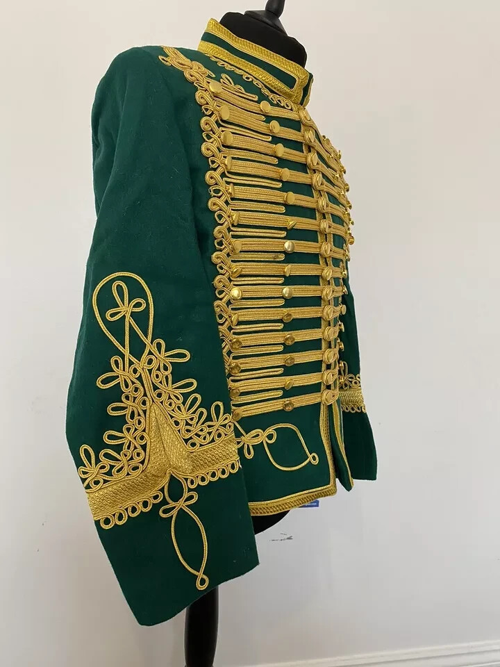 Green Napoleonic Military Hussar Jacket Tunic Pelisse Jimi Hendrix Hussar Jacket
