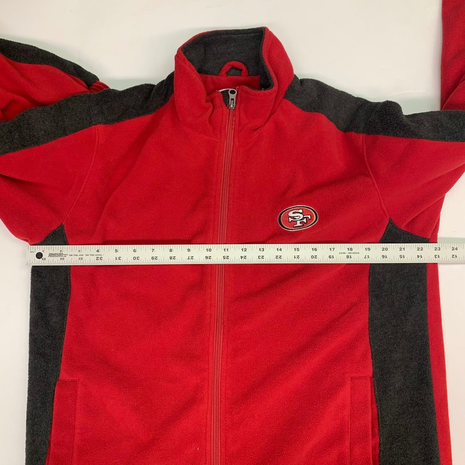 NFL San Francisco 49ers Mens Full Zip Fleece Jacket Red Grey XL