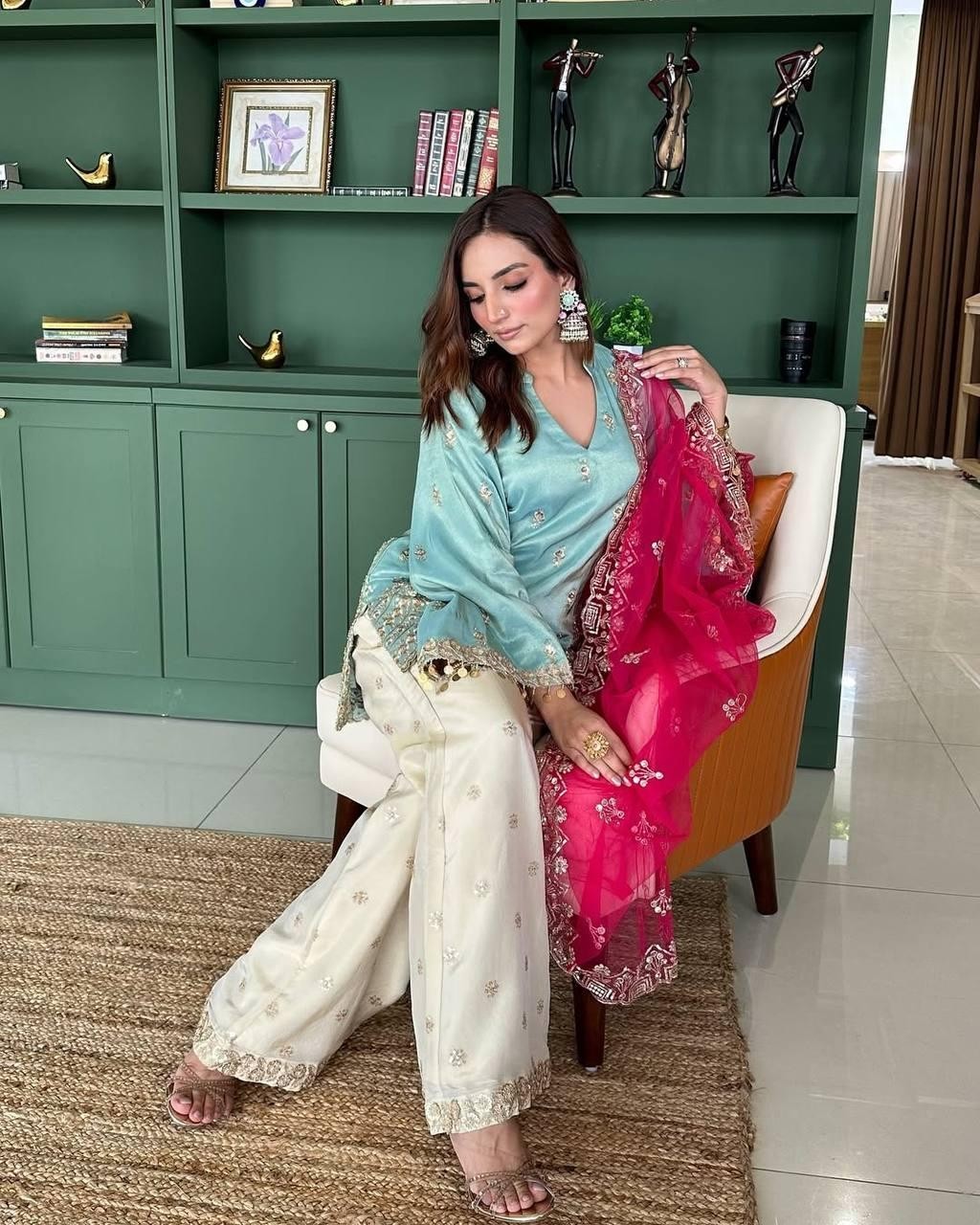 Latest Collection French crepe Kurta Palazzo With Dupatta For Women And Girls