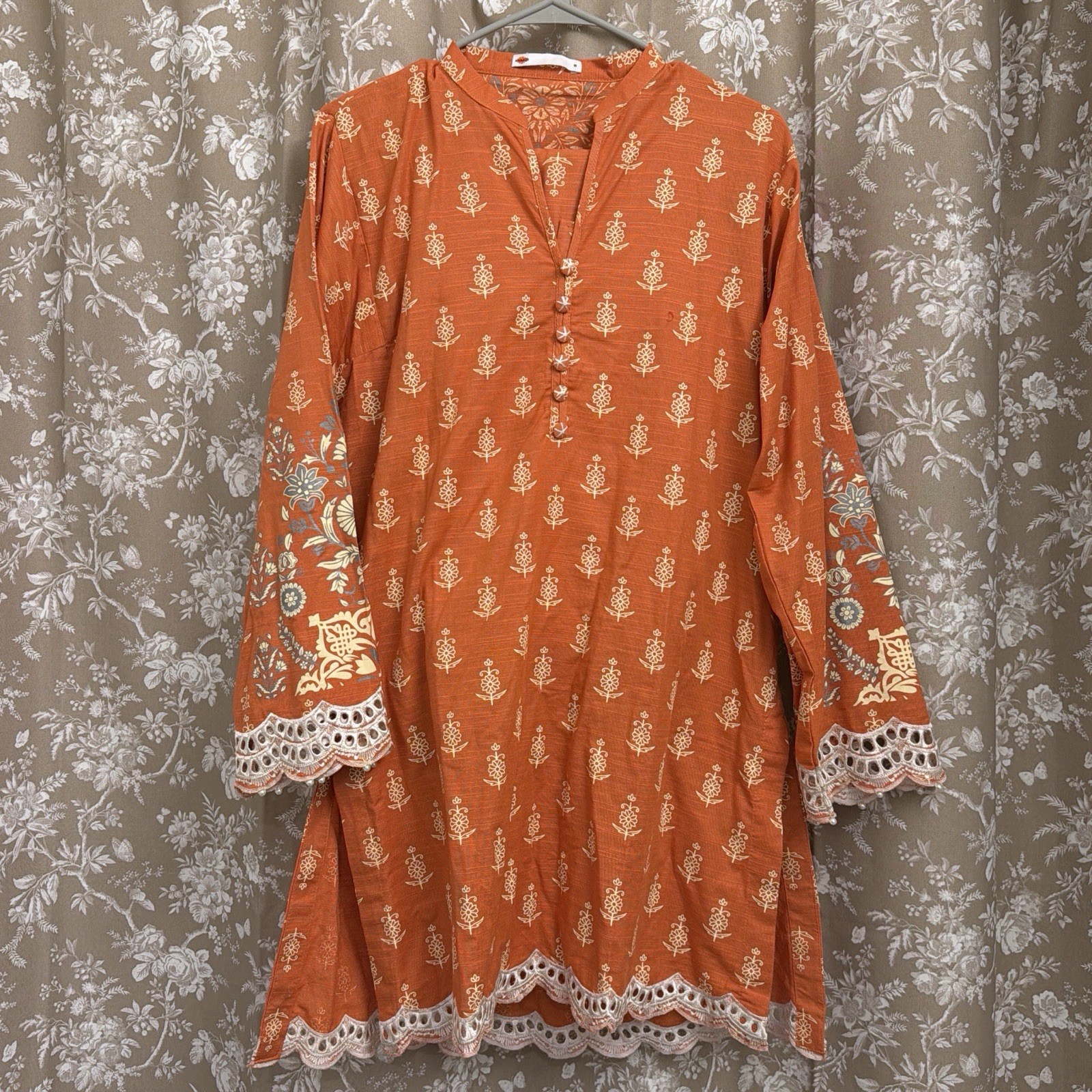 Khaadi Orange and White Co-Ord Set