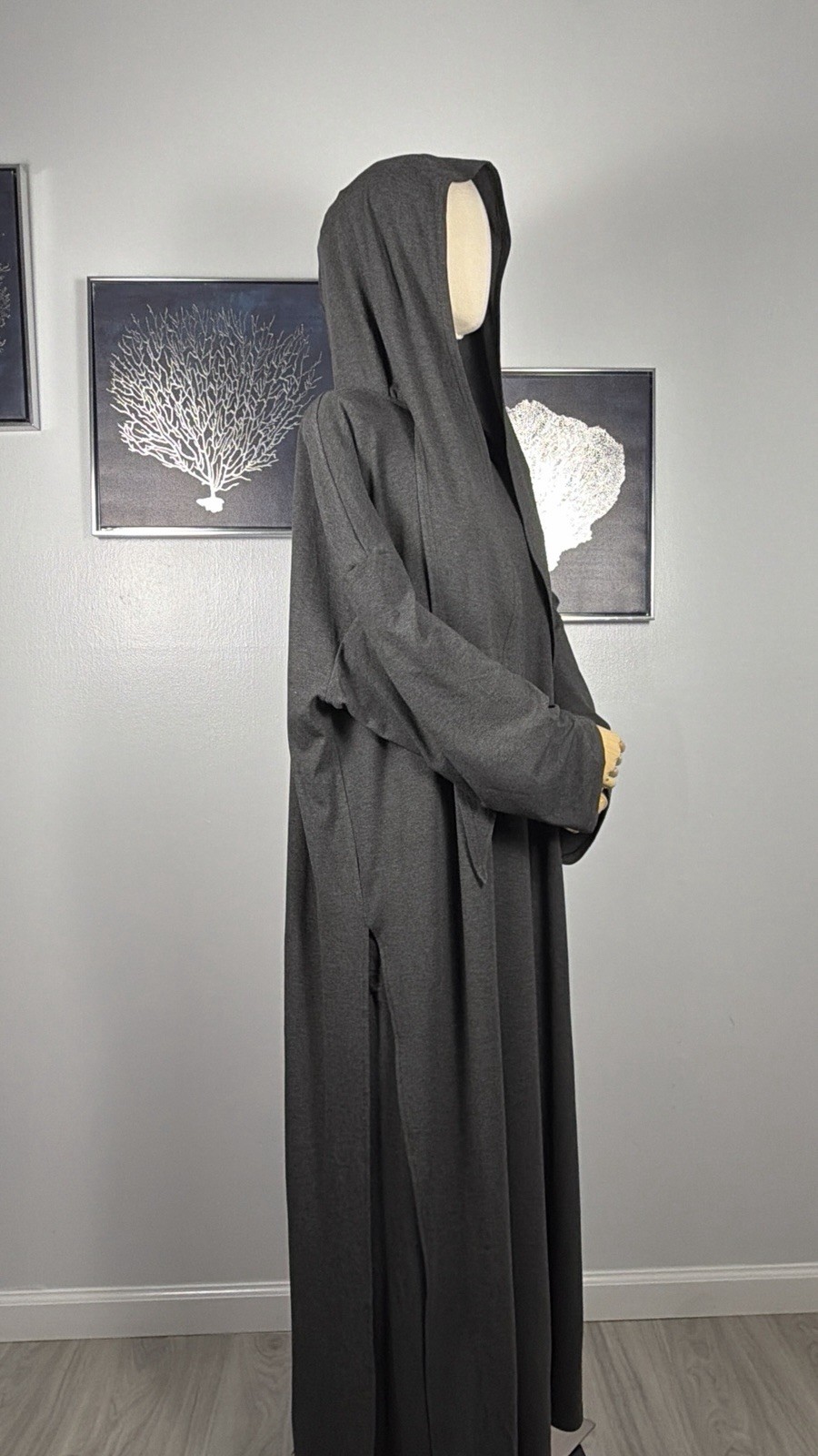 Modest Viscose Tunic and Pants Set with Hooded Hijab Scarf Elegant Muslim Outfit