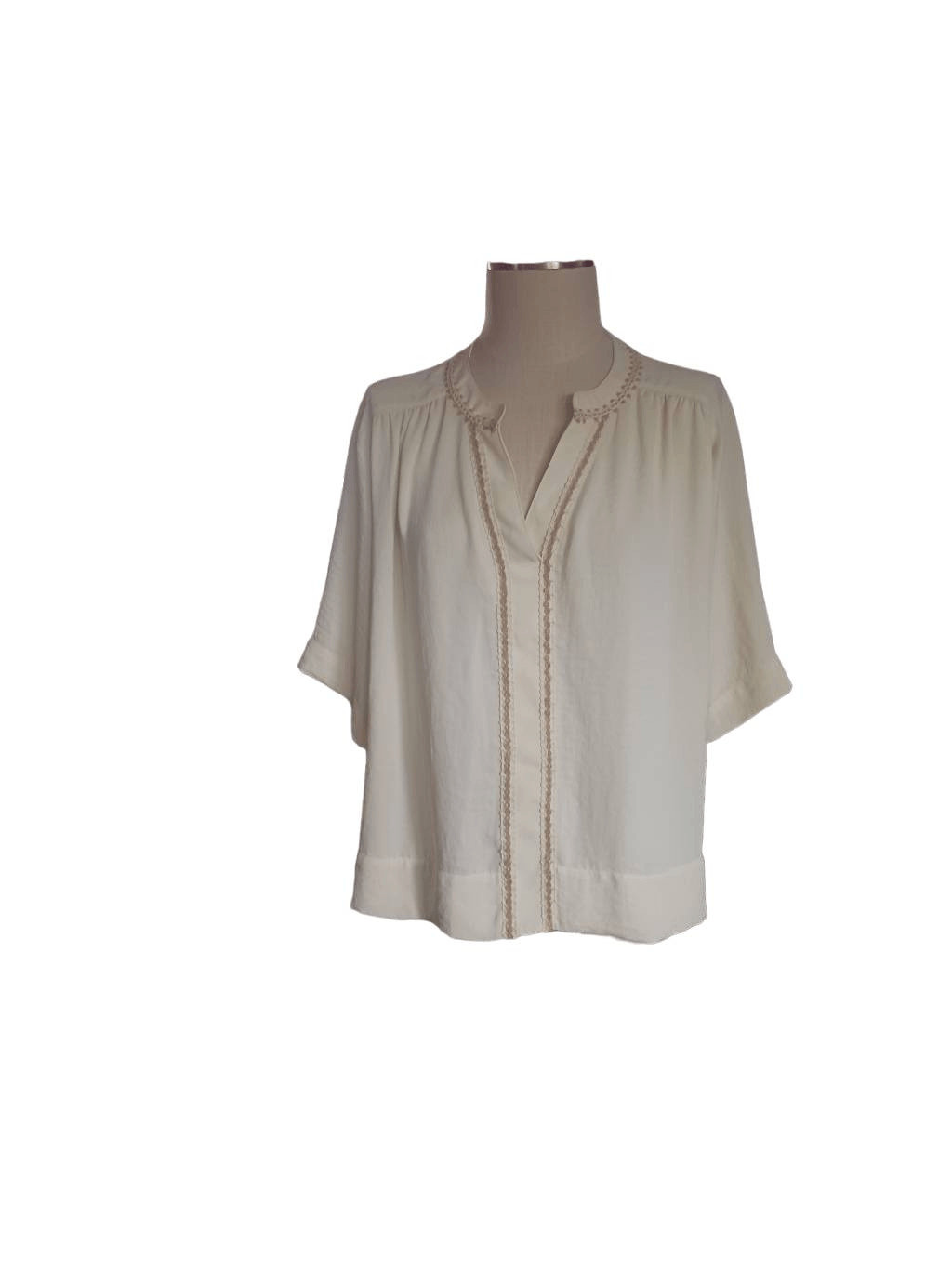 European 40 off white andam tunic Embroidered Bohemian