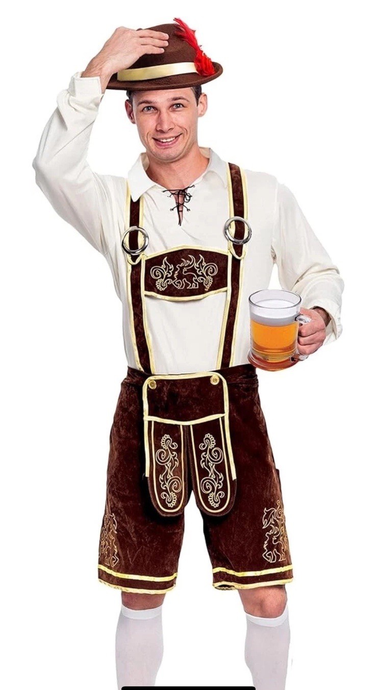 Men’s Bavarian German Oktoberfest Lederhosen MED 4 PC Beer Fest Costume Hallowee