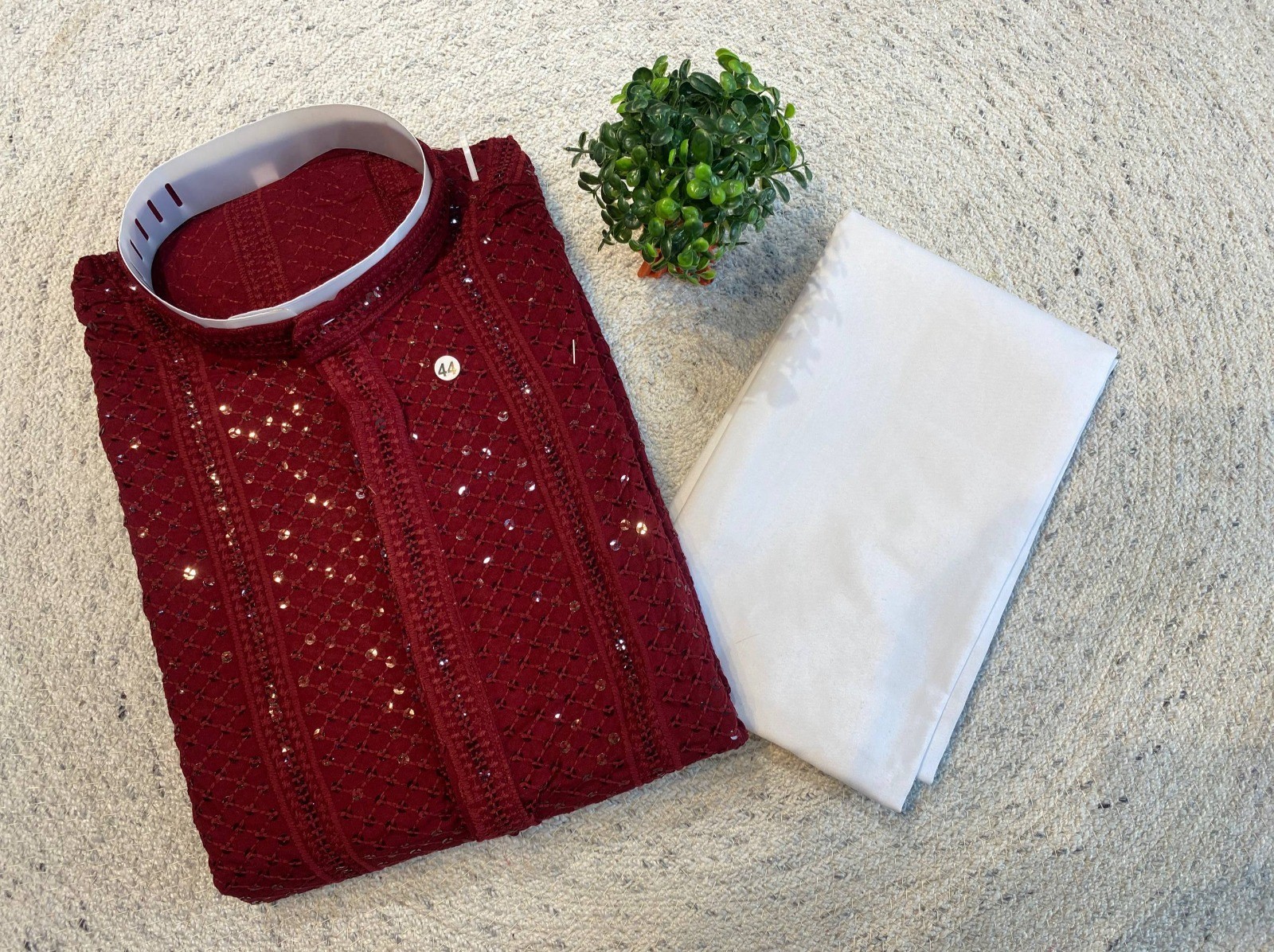 Wedding Party Wear Cotton With Embroidery work Kurta Pajama Set For Men’s