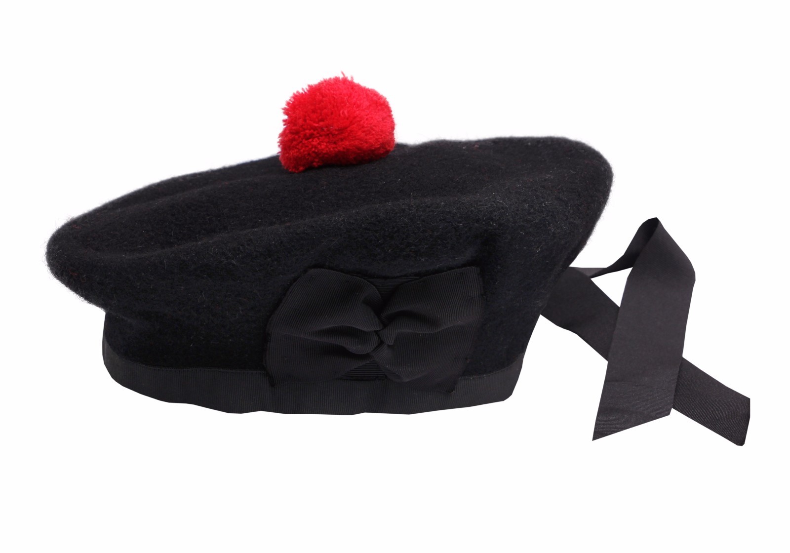 BALMORAL SCOTTISH BLACK 100% WOOL HAT CAP / Highland Balmoral Hat