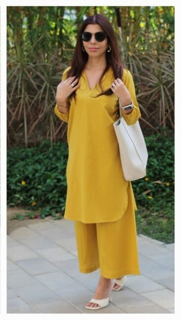 Cotton Slub Women Top Tunic Kurta Set Indian Designer Kurti Palazzo Cord Set