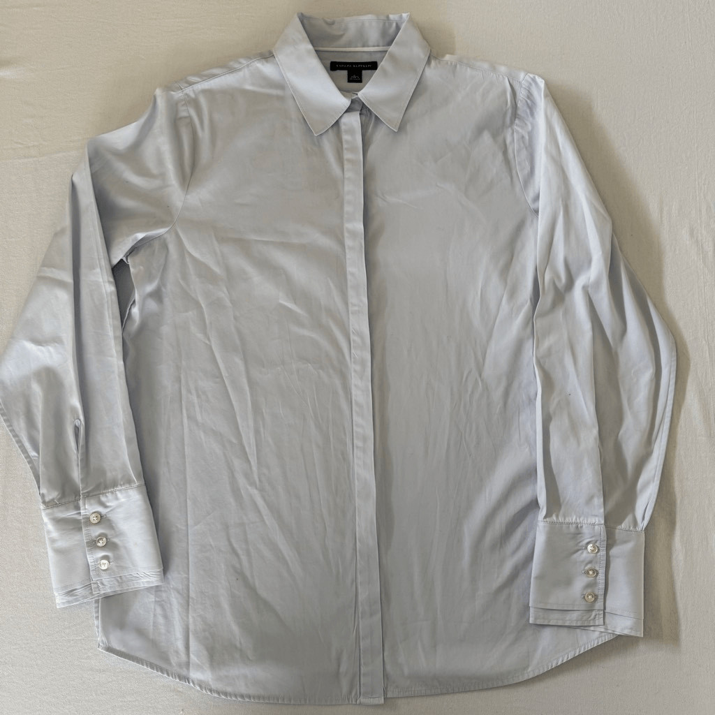 Banana Republic | Pale Blue Cotton Button Down Blouse | 3 Button Cuffs | Size L