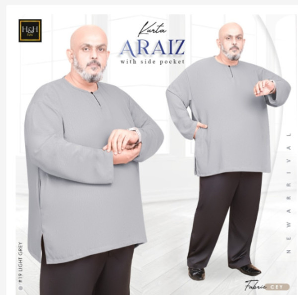 Mens Muslim Long Sleeve Collarless Plain Kurta Shirts Short Kaftan Plus Size