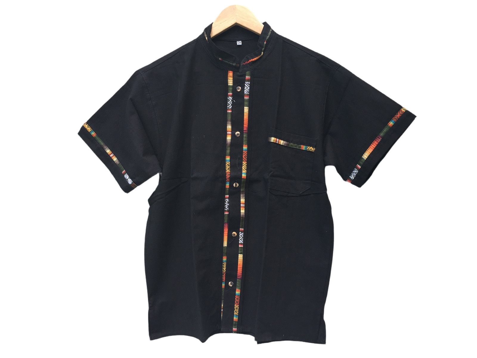 Handmade Men’s Traditional Black Mexican Guayabera – Size Small Medium Large XL