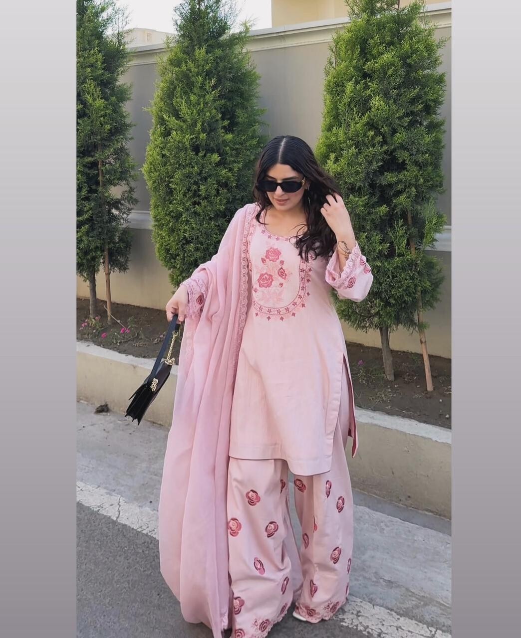 Beautiful Pink Silk Salwar Kameez With Faux Georgette Dupatta For Women