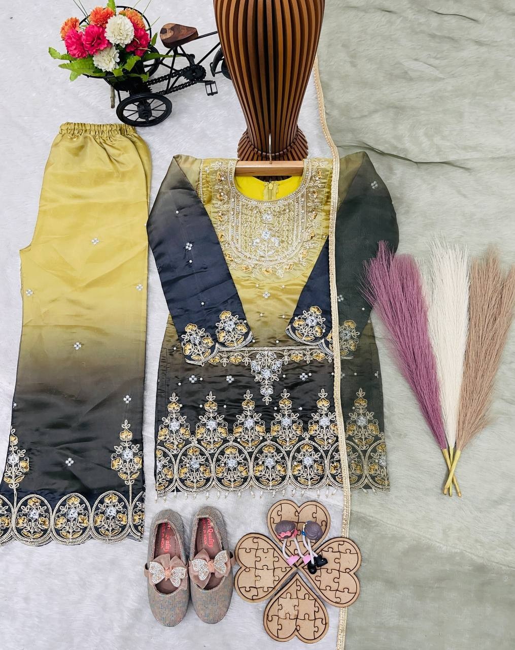 Designer Baby Girls Palazzo Suit with Digital Print & Moti Work