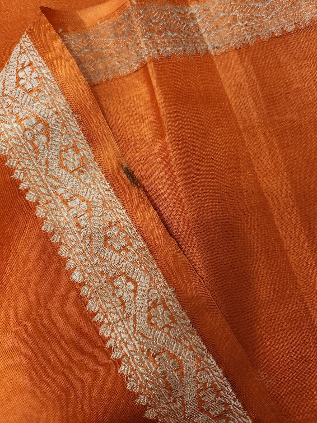 Vintage Orange Sarees 100% Silk Indian Sari Fabric 43″x 192″