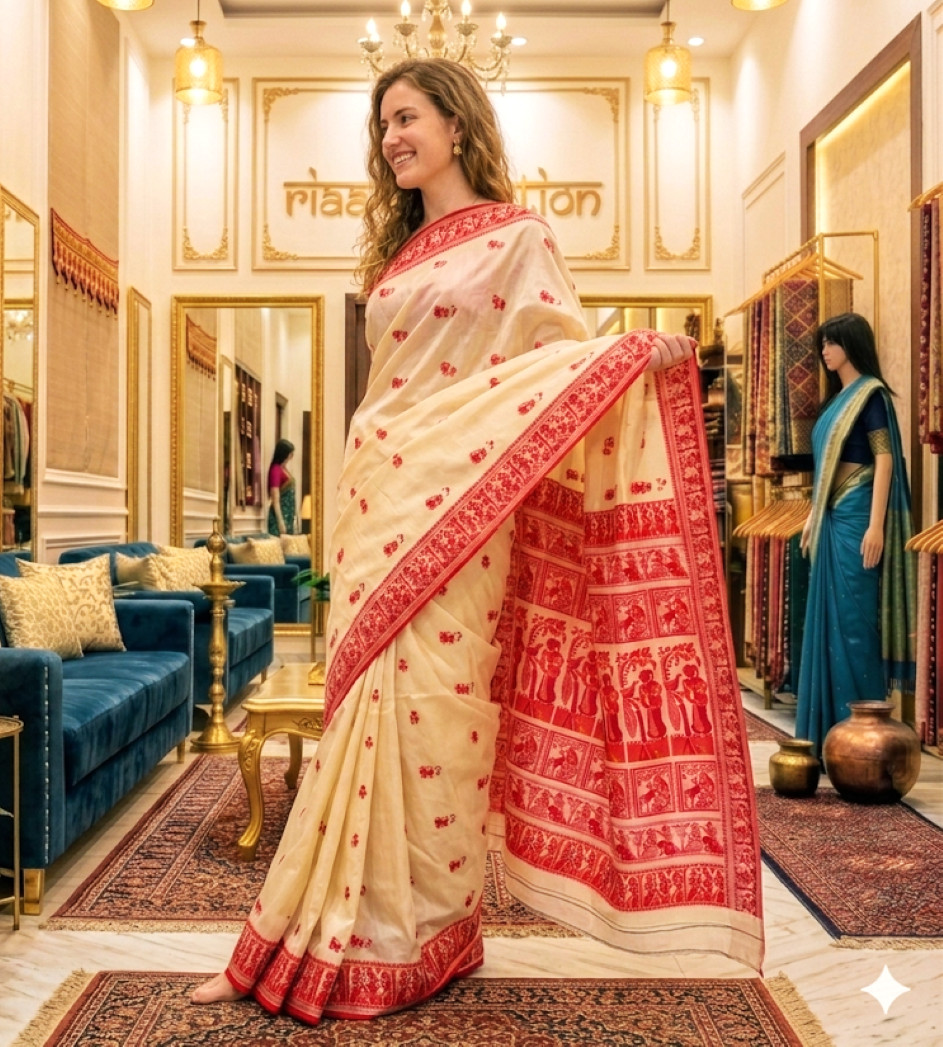 Indian Pakistani Pure Baluchari Silk Saree Meenakari Wedding Party Wear Sari