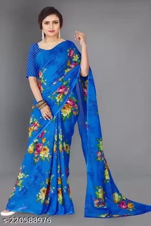 Traditional Chiffon Printed Jamdani Saree With Unstitched Bloused Wedding Wear
