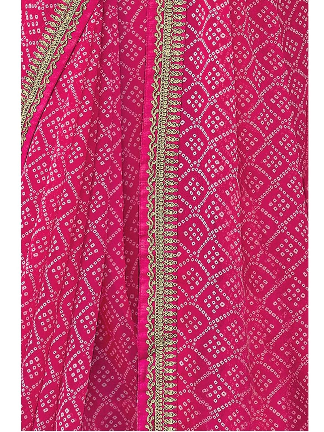 Women’s Bandhani Printed & Embroidery Work In Lace Georgette Saree with Blouse