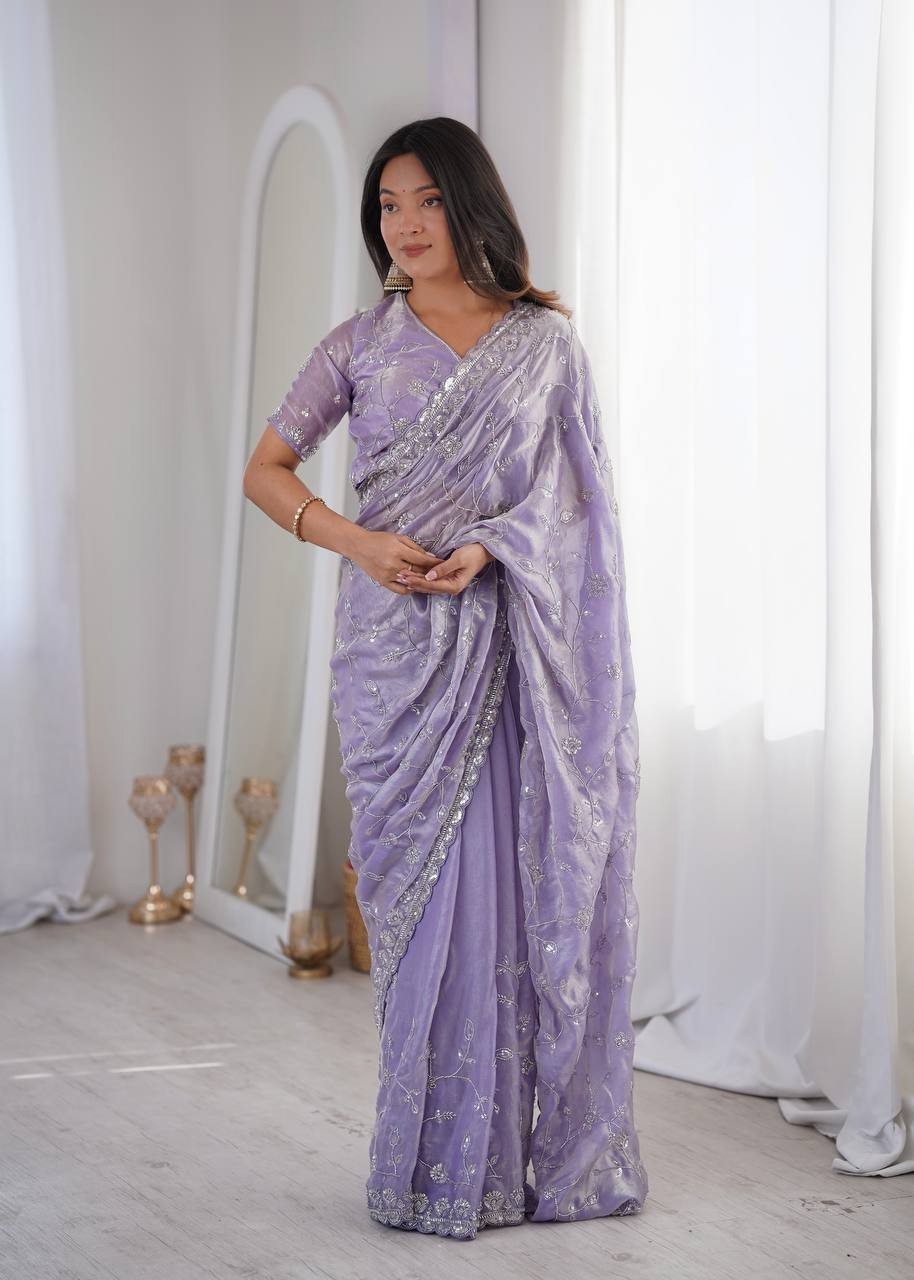 Women’s Georgette Party Wear Saree Indian Wedding Sari Fancy Cutwork Border Bead