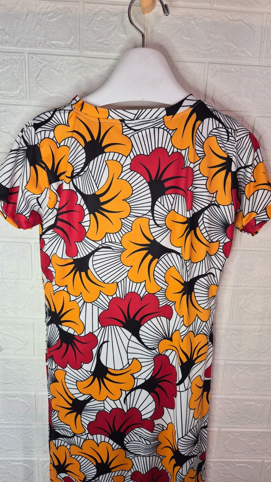 LOLA’S African Appareal Long t shirt Ankara Print Wedding Flowers Hi-Slit Sides