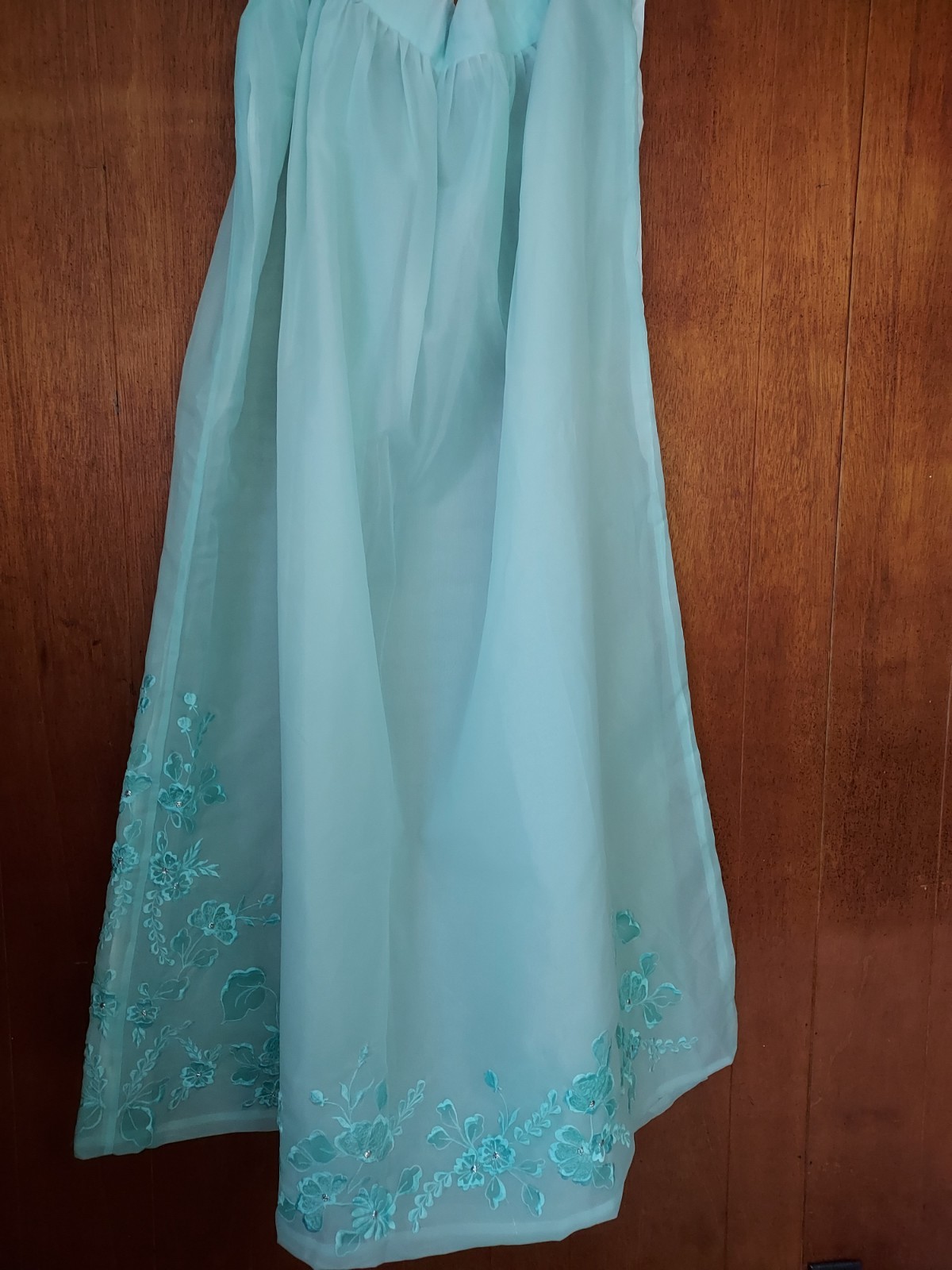 Vintage Korean Women 2 PC Traditional Hanbok Dress floral embroidery