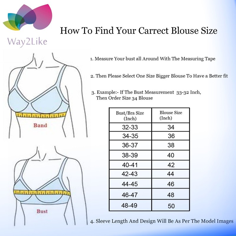 Way2Like Saree Blouse Stylish Padded V-Neck Indian Bollywood Style Saree Choli