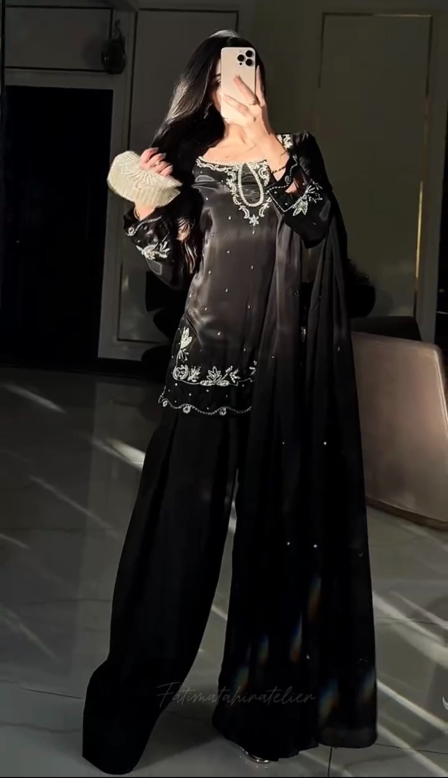 Women Readymade Natural Satin Farshi Palazzo Pakistani Party Wear Suit